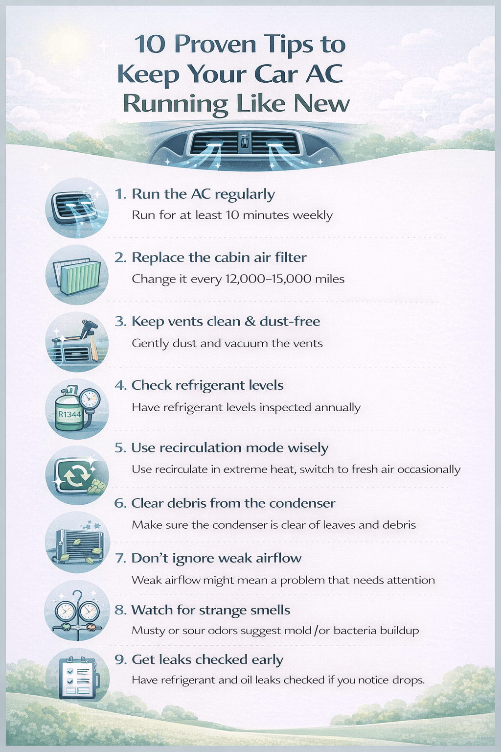 10 tips to maintain car AC infographic