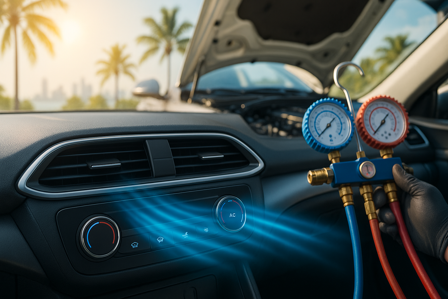 Modern car AC system banner