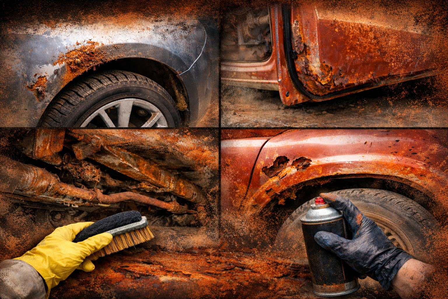 Severe rust damage on car parts