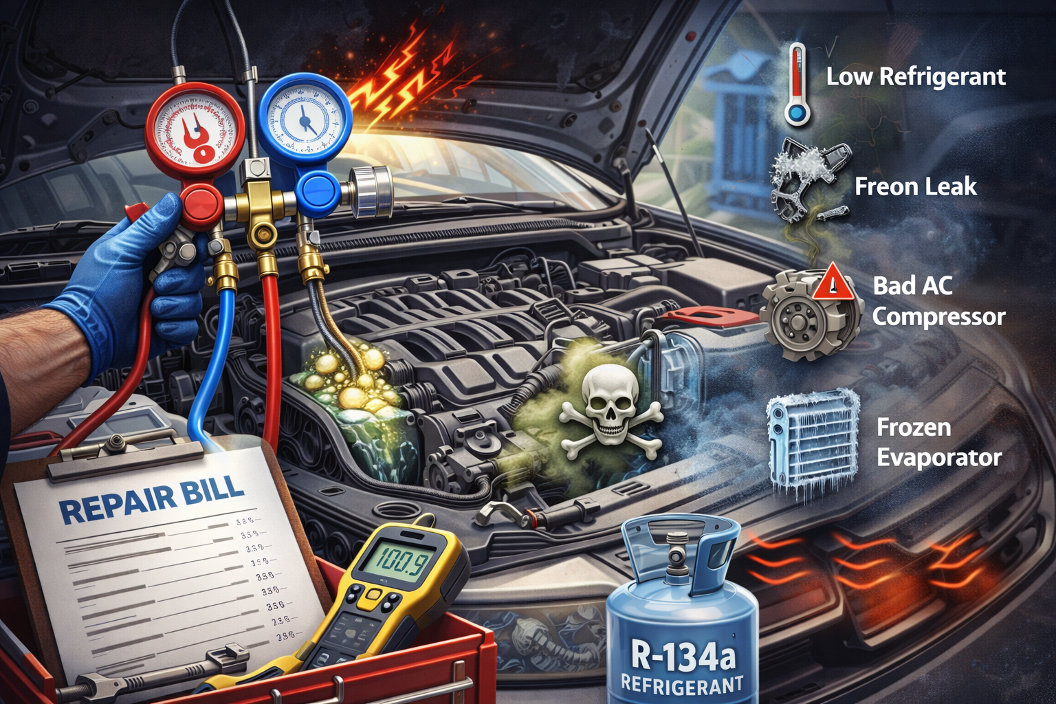 Diagnosing a malfunctioning car AC