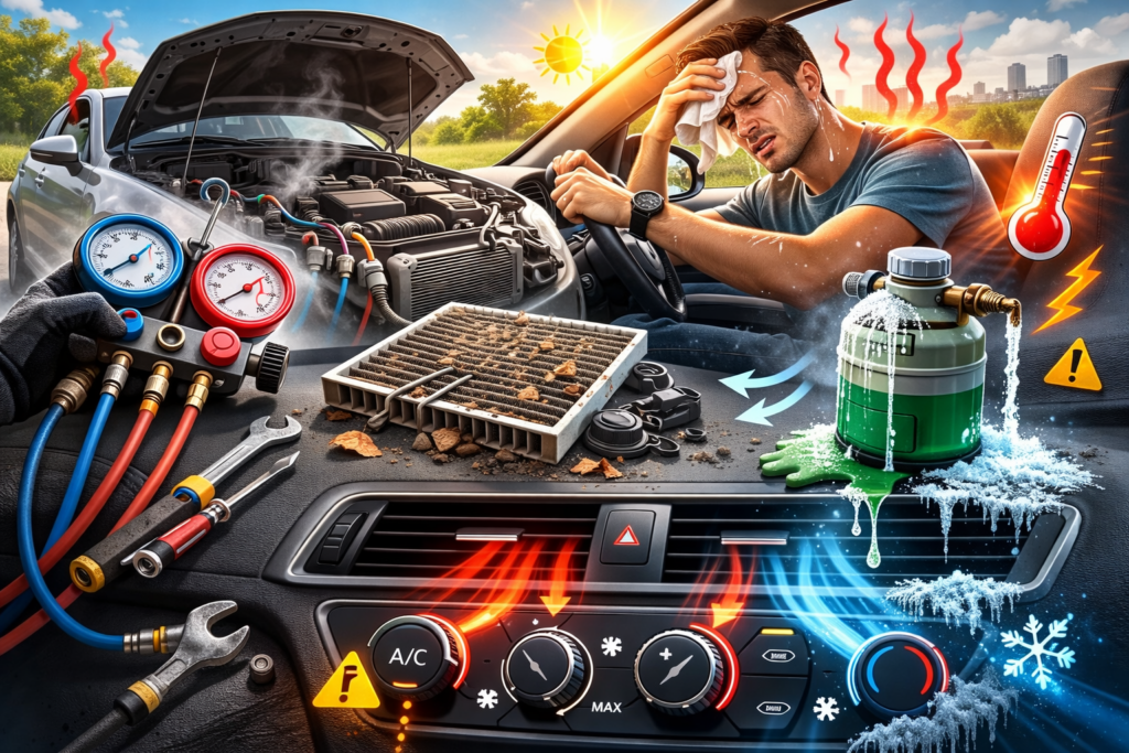 Overheated car AC repair chaos
