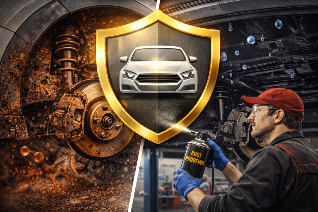 Rust-proofing in action treated vs. untreated