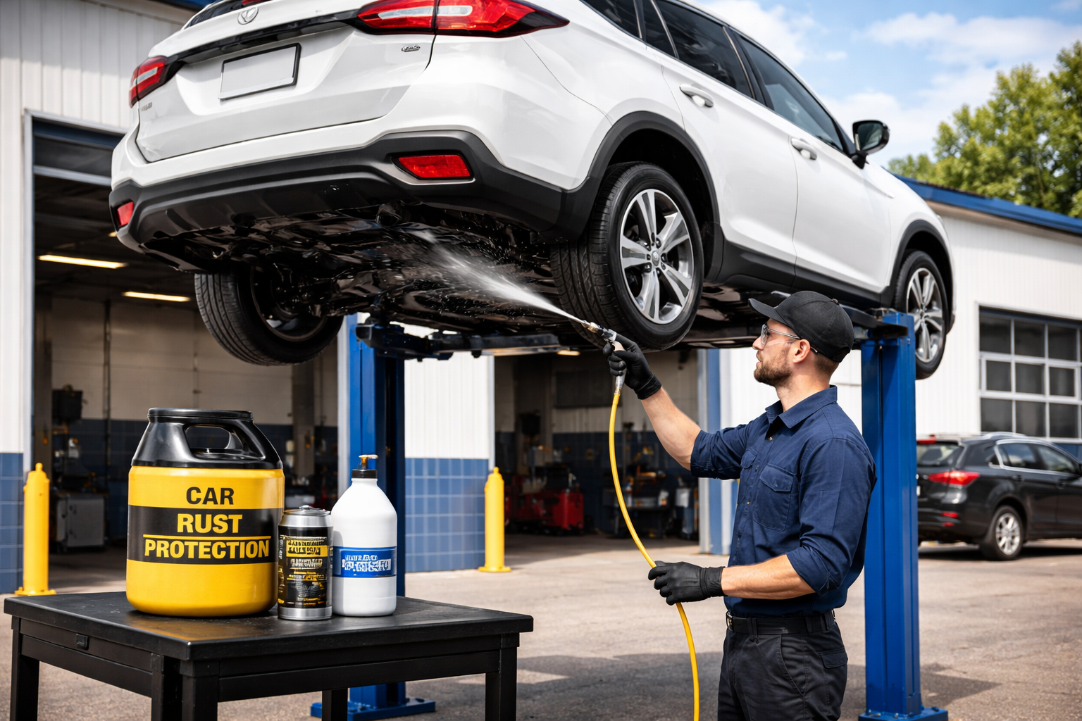 Applying rust protection to SUV undercarriage